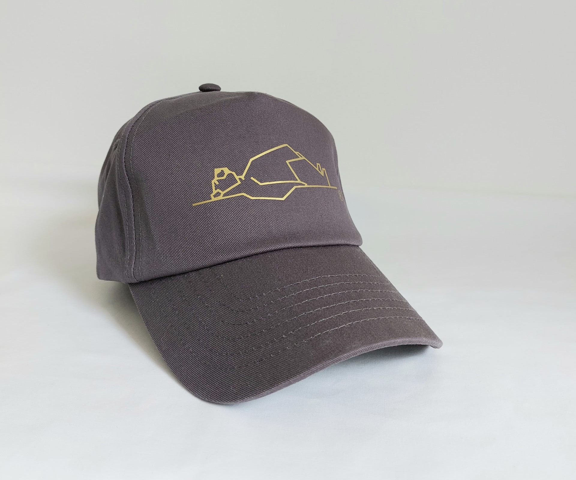 Angled side view of LayBakPak cap showing relaxing bear from logo