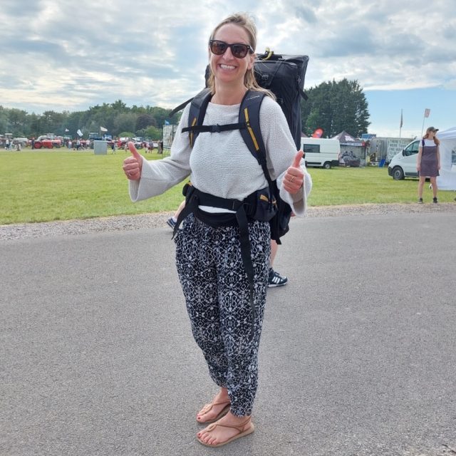Lady wearing LayBakPak at Bath and West Show